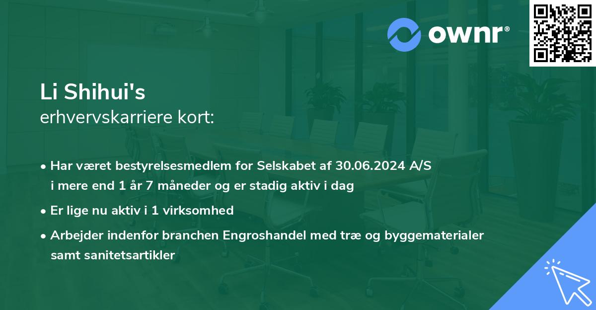 Li Shihui's erhvervskarriere kort