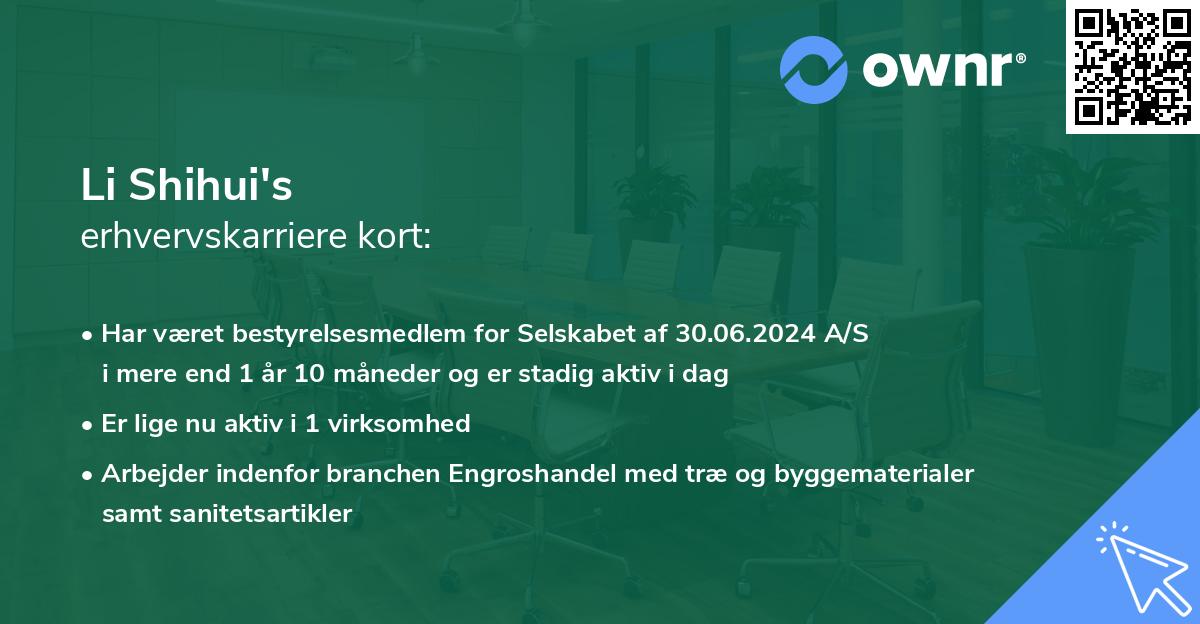 Li Shihui's erhvervskarriere kort