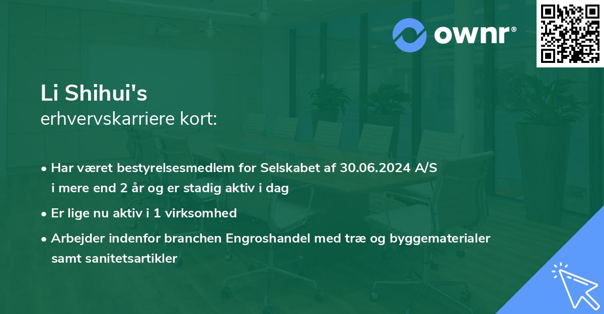 Li Shihui's erhvervskarriere kort