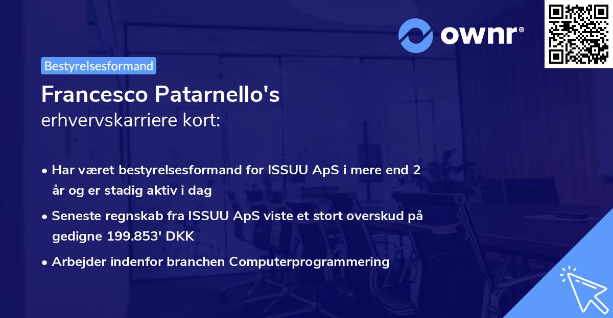 Francesco Patarnello's erhvervskarriere kort