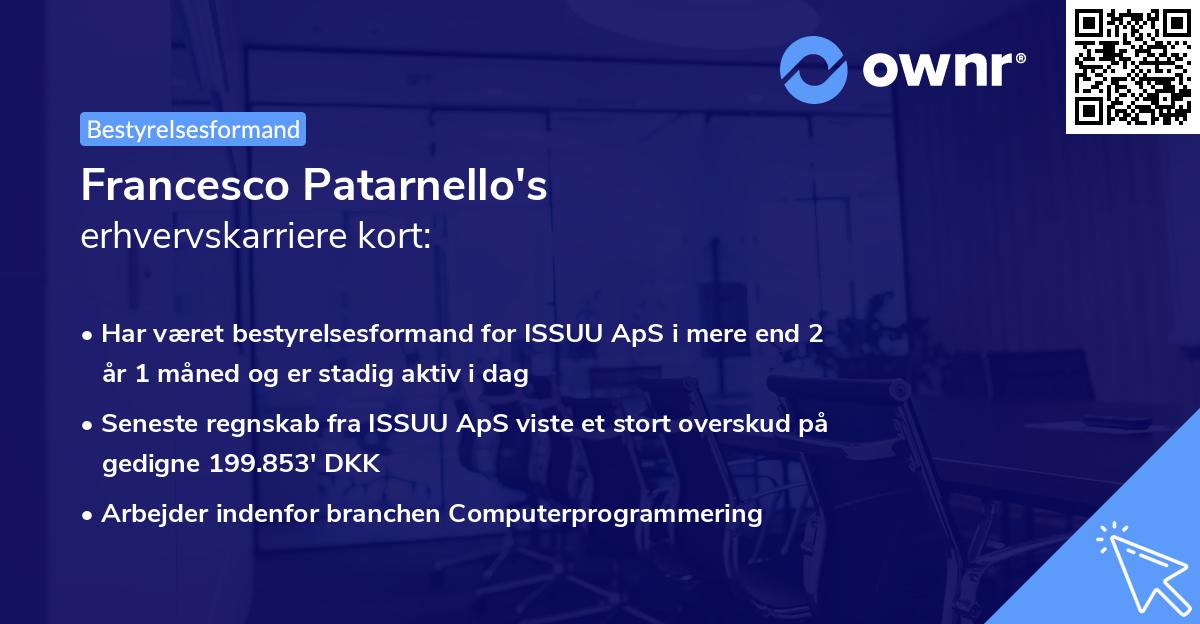 Francesco Patarnello's erhvervskarriere kort
