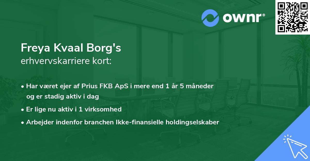 Freya Kvaal Borg's erhvervskarriere kort