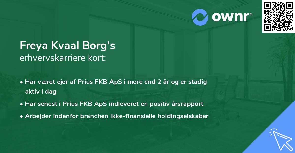 Freya Kvaal Borg's erhvervskarriere kort
