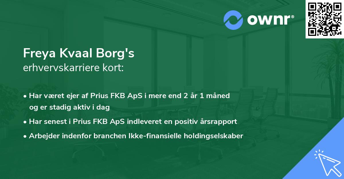 Freya Kvaal Borg's erhvervskarriere kort