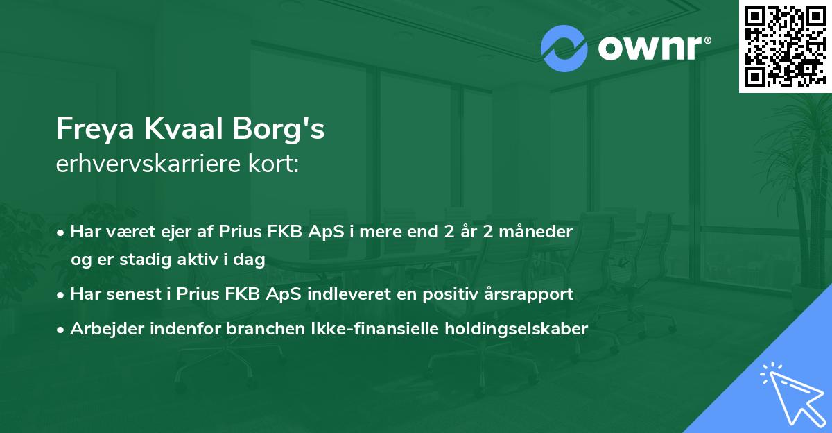 Freya Kvaal Borg's erhvervskarriere kort