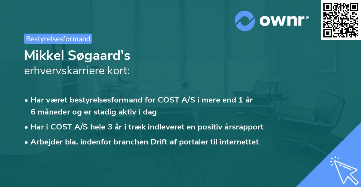 Mikkel Søgaard's erhvervskarriere kort