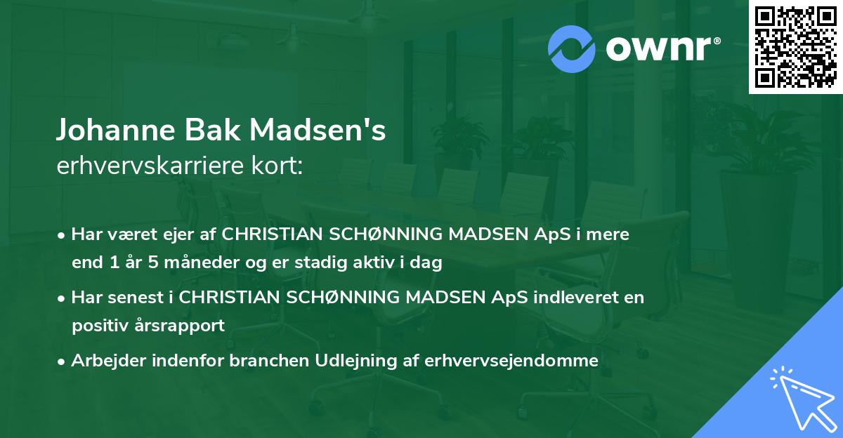 Johanne Bak Madsen's erhvervskarriere kort