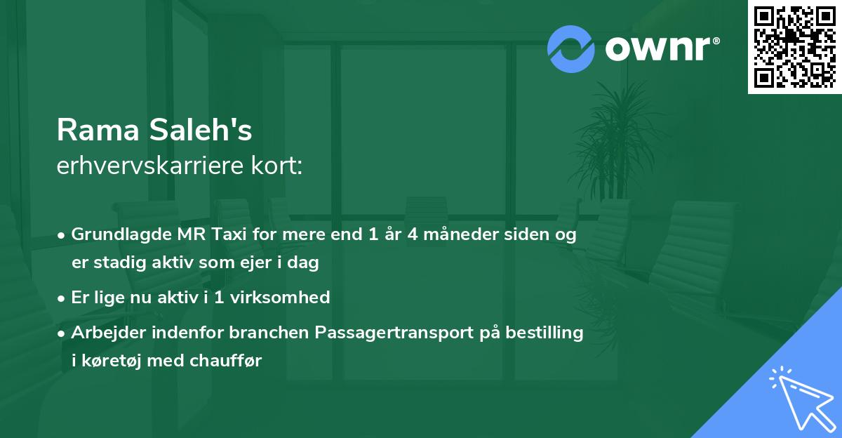 Rama Saleh's erhvervskarriere kort