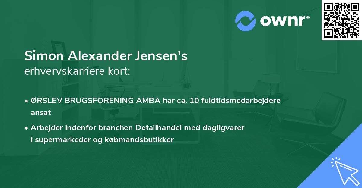 Simon Alexander Jensen's erhvervskarriere kort