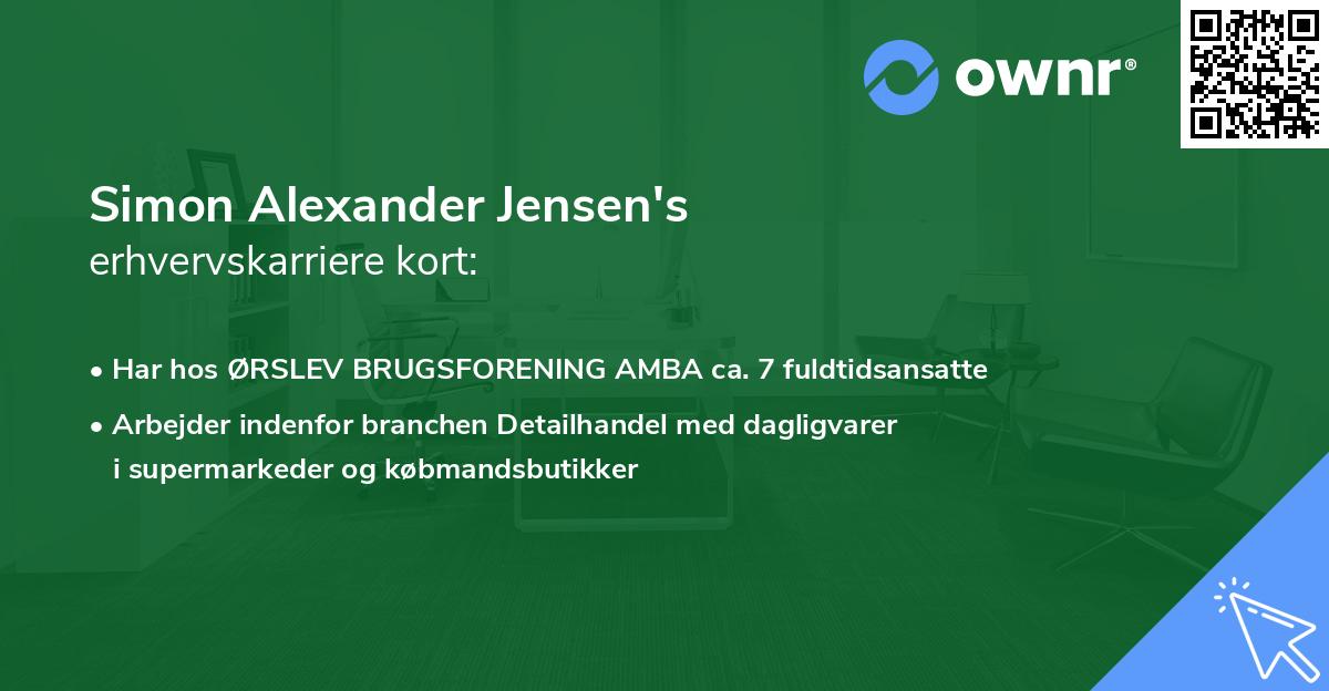Simon Alexander Jensen's erhvervskarriere kort