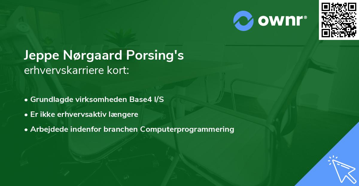 Jeppe Nørgaard Porsing's erhvervskarriere kort