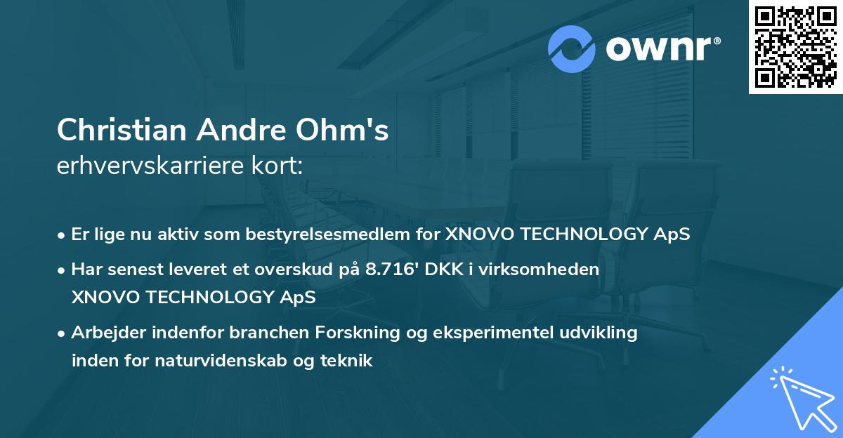 Christian Andre Ohm's erhvervskarriere kort