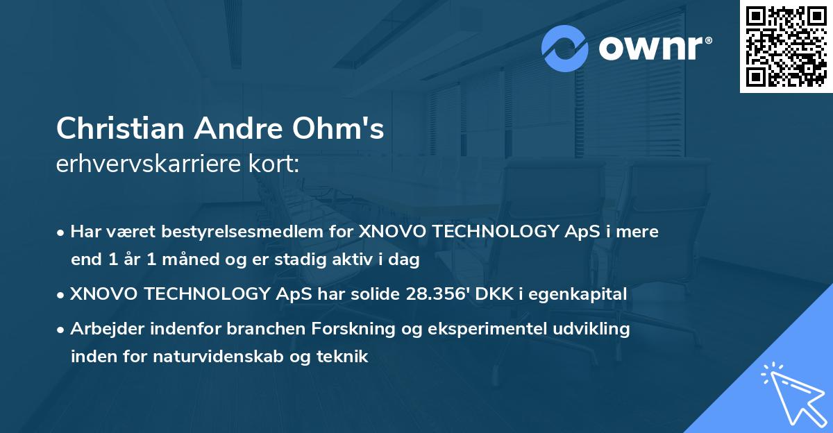 Christian Andre Ohm's erhvervskarriere kort