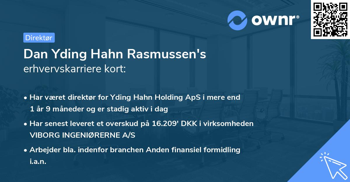 Dan Yding Hahn Rasmussen's erhvervskarriere kort