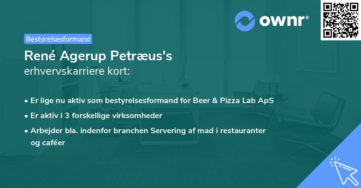 René Agerup Petræus's erhvervskarriere kort