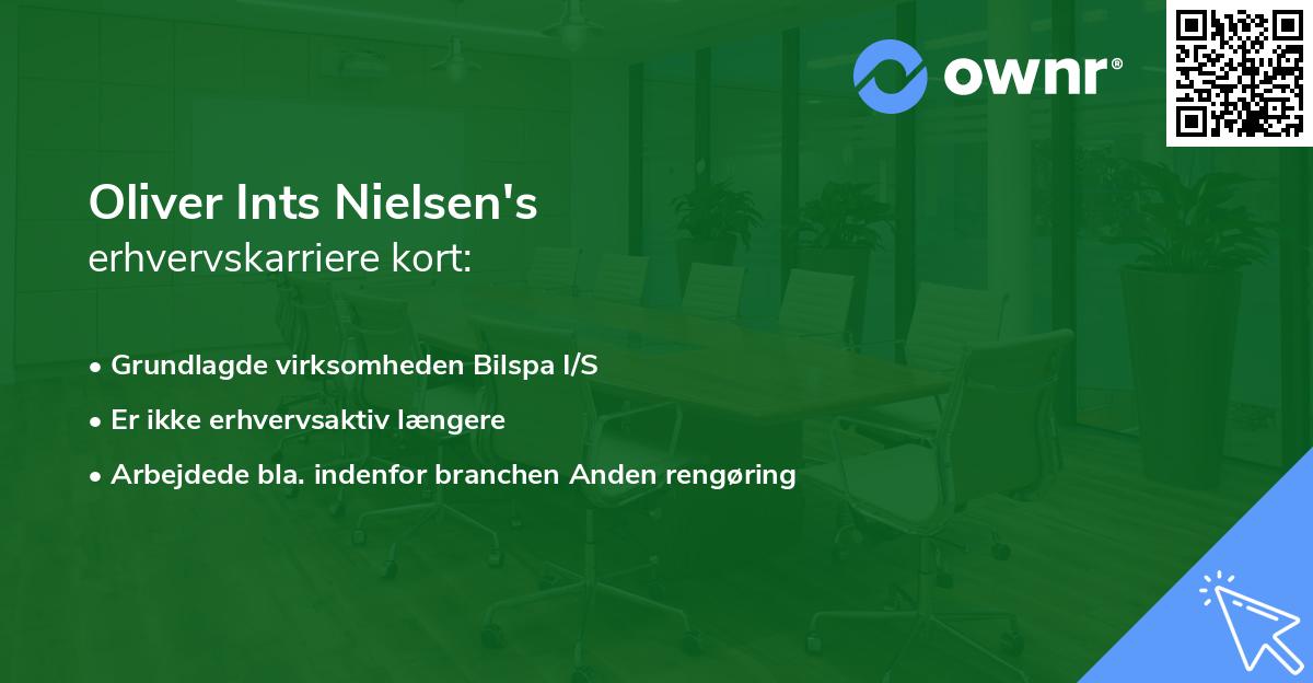 Oliver Ints Nielsen's erhvervskarriere kort