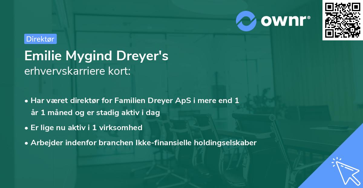 Emilie Mygind Dreyer's erhvervskarriere kort
