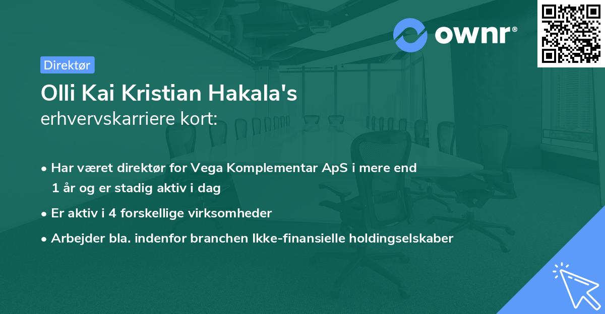 Olli Kai Kristian Hakala's erhvervskarriere kort