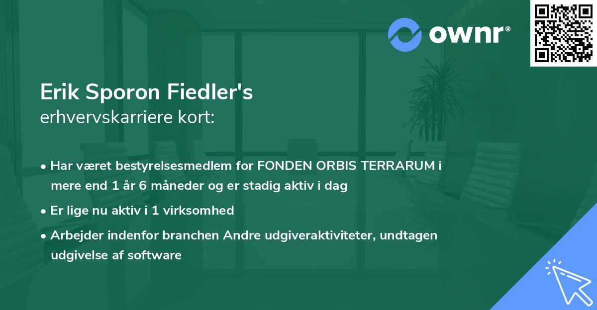 Erik Sporon Fiedler's erhvervskarriere kort