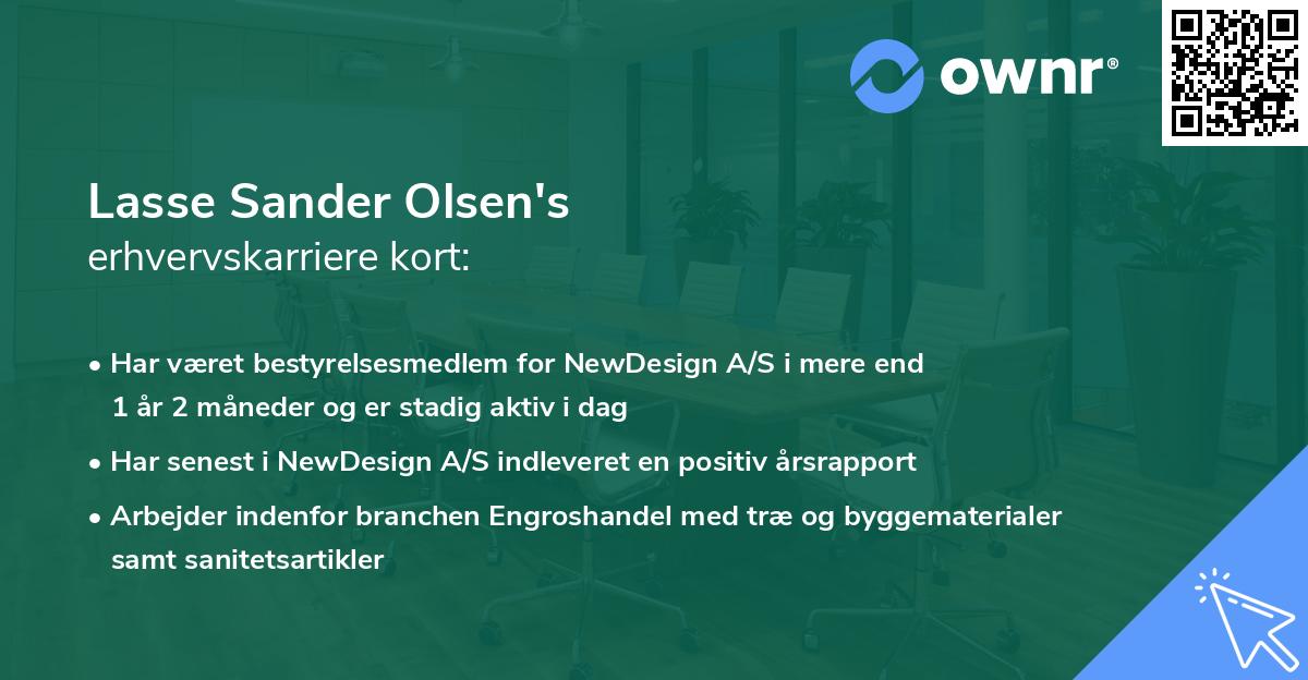 Lasse Sander Olsen's erhvervskarriere kort
