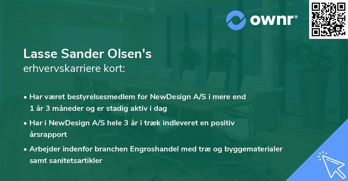Lasse Sander Olsen's erhvervskarriere kort