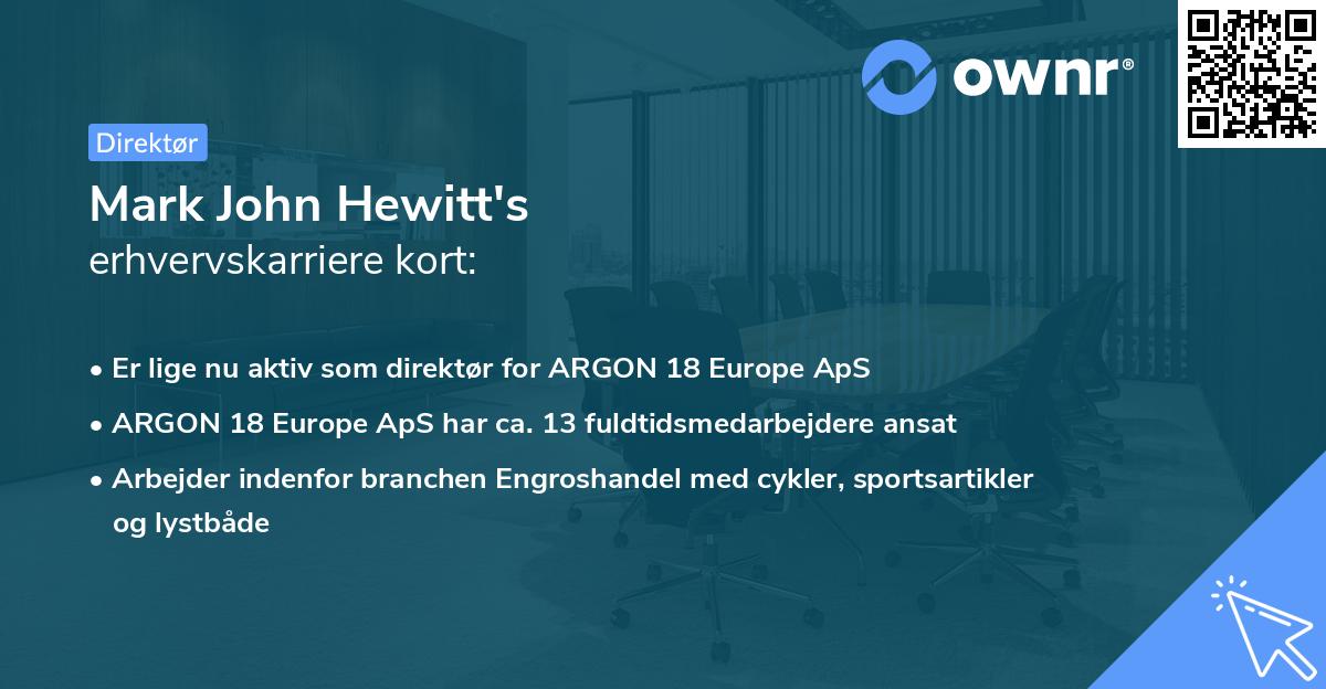 Mark John Hewitt's erhvervskarriere kort