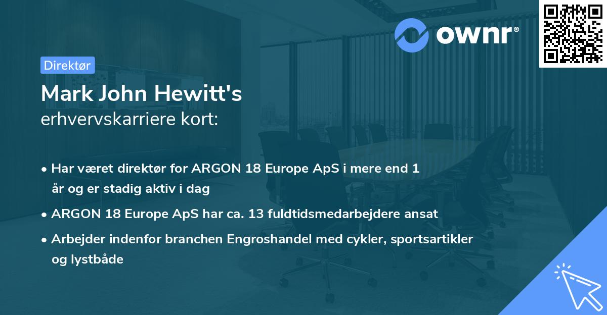 Mark John Hewitt's erhvervskarriere kort