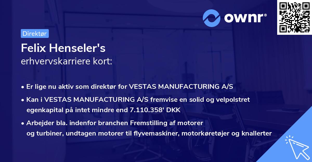 Felix Henseler's erhvervskarriere kort