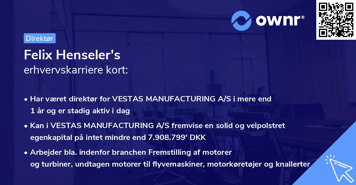 Felix Henseler's erhvervskarriere kort