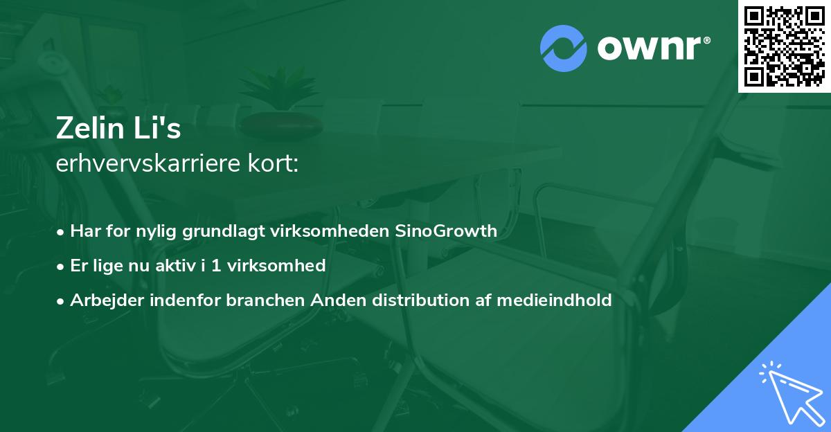 Zelin Li's erhvervskarriere kort