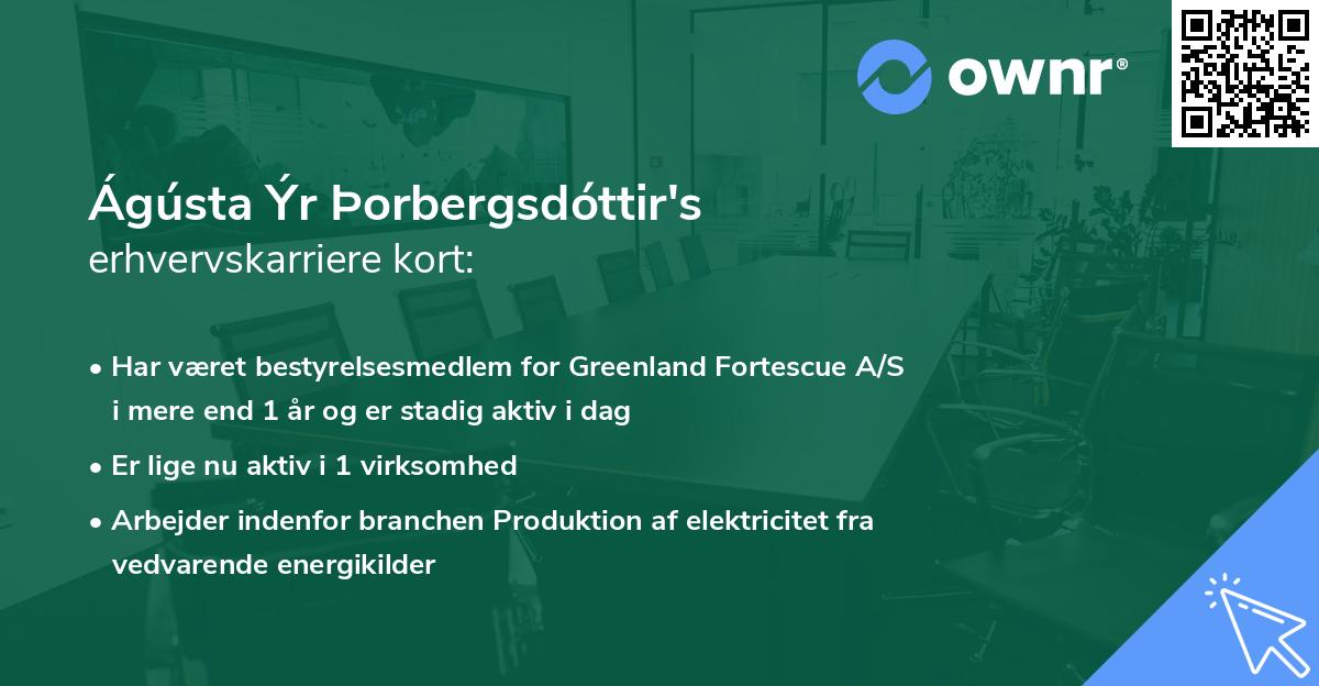 Ágústa Ýr Þorbergsdóttir's erhvervskarriere kort