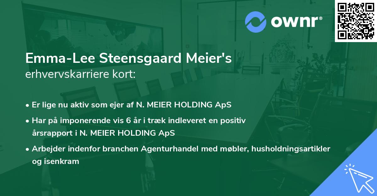 Emma-Lee Steensgaard Meier's erhvervskarriere kort