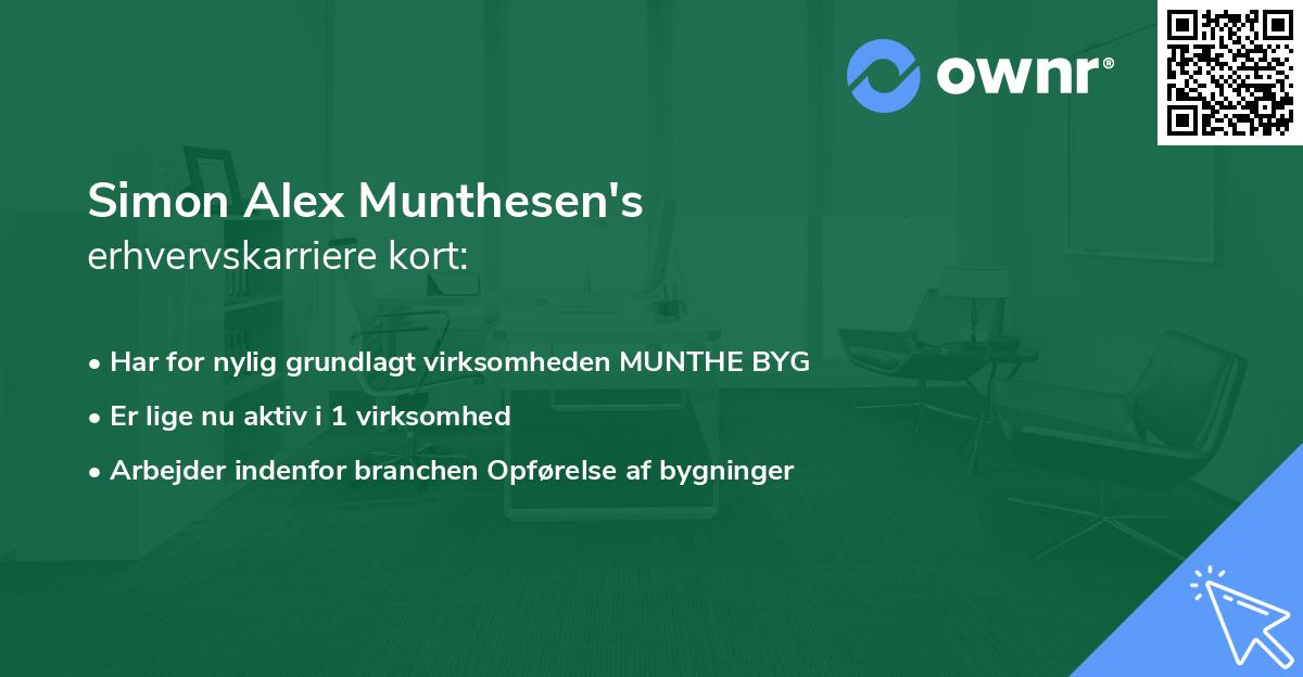 Simon Alex Munthesen's erhvervskarriere kort