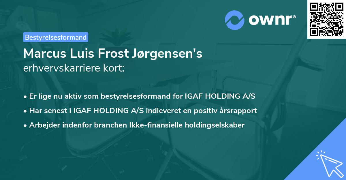 Marcus Luis Frost Jørgensen's erhvervskarriere kort