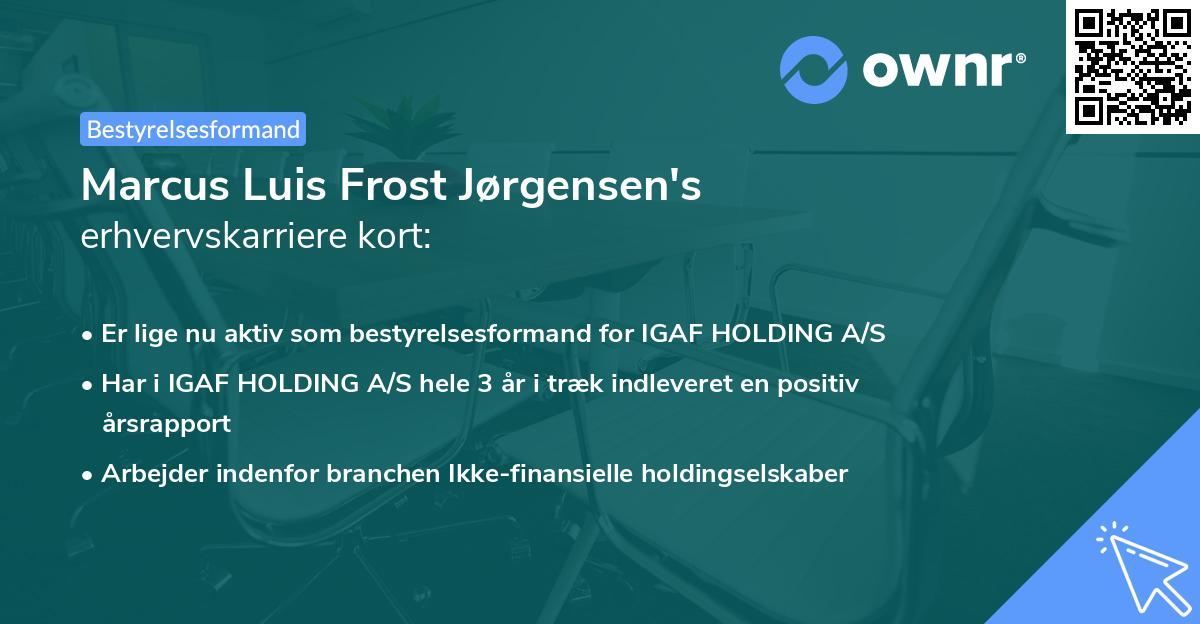 Marcus Luis Frost Jørgensen's erhvervskarriere kort