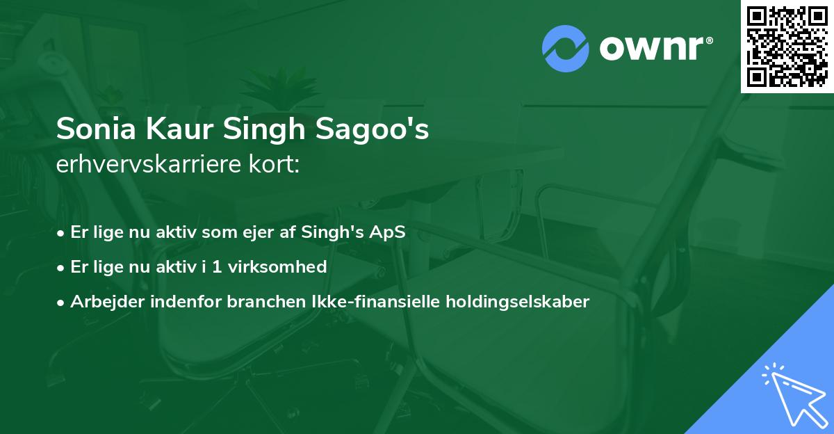 Sonia Kaur Singh Sagoo's erhvervskarriere kort