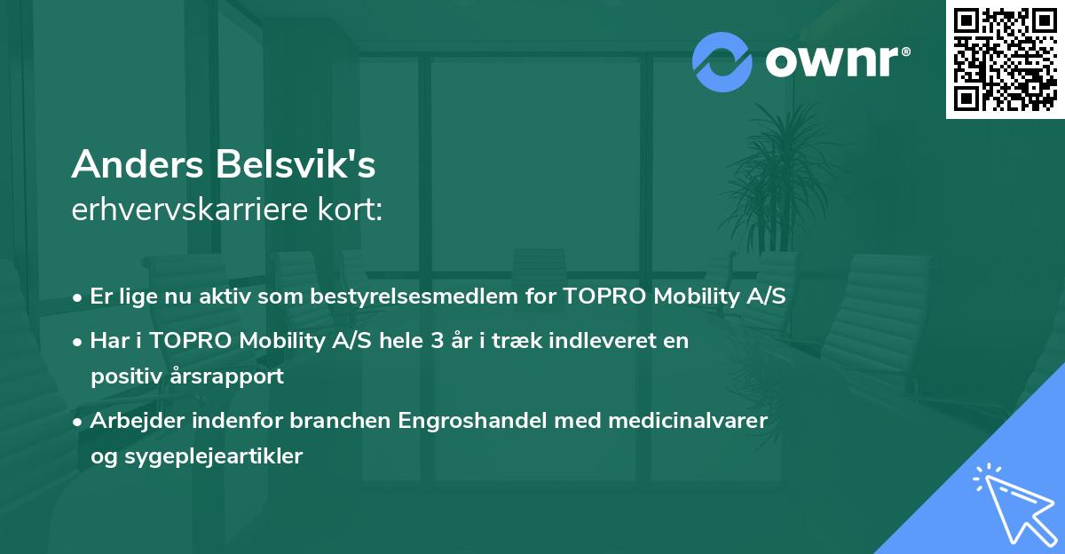 Anders Belsvik's erhvervskarriere kort