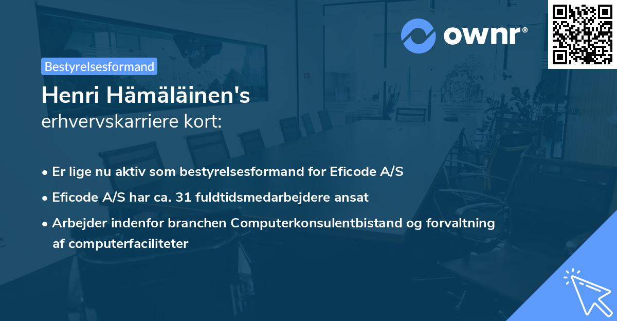Henri Hämäläinen's erhvervskarriere kort