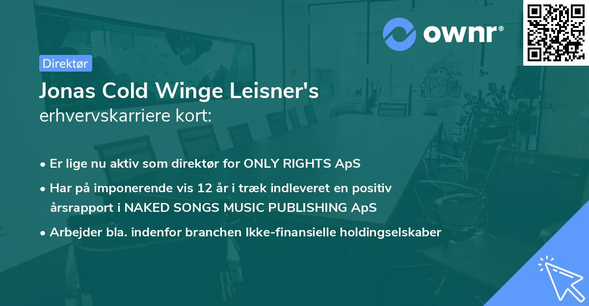 Jonas Cold Winge Leisner's erhvervskarriere kort