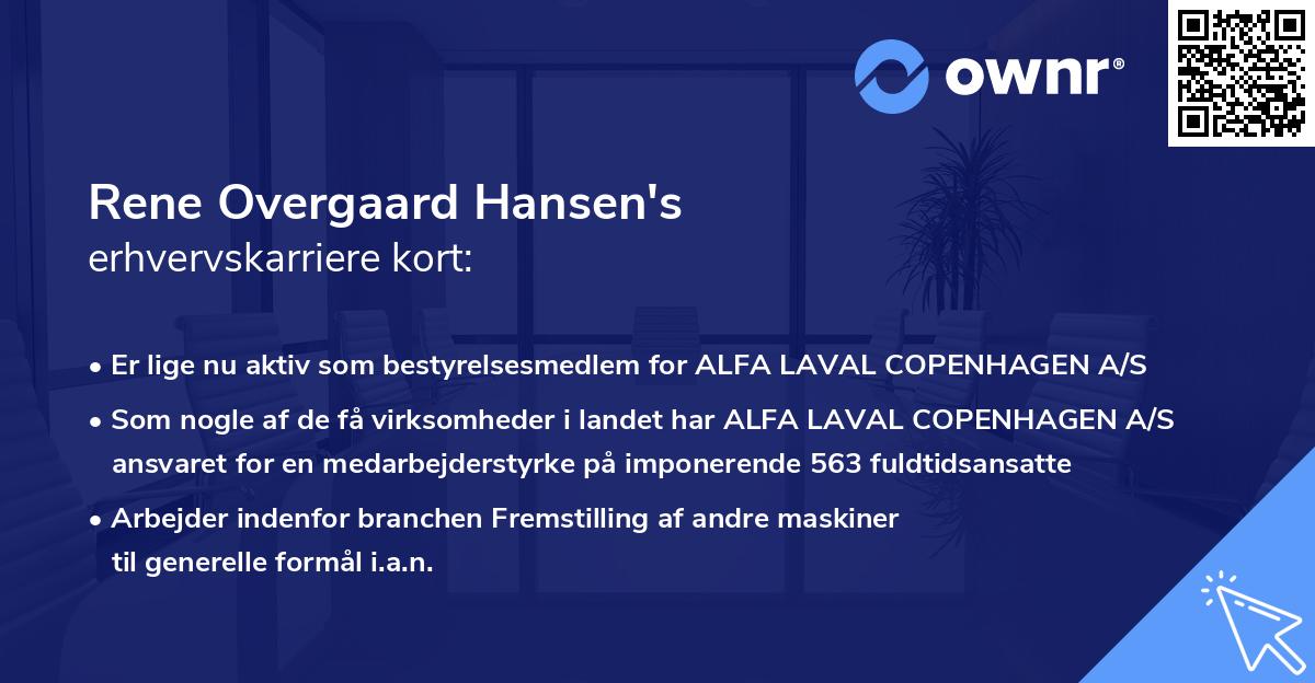 Rene Overgaard Hansen's erhvervskarriere kort