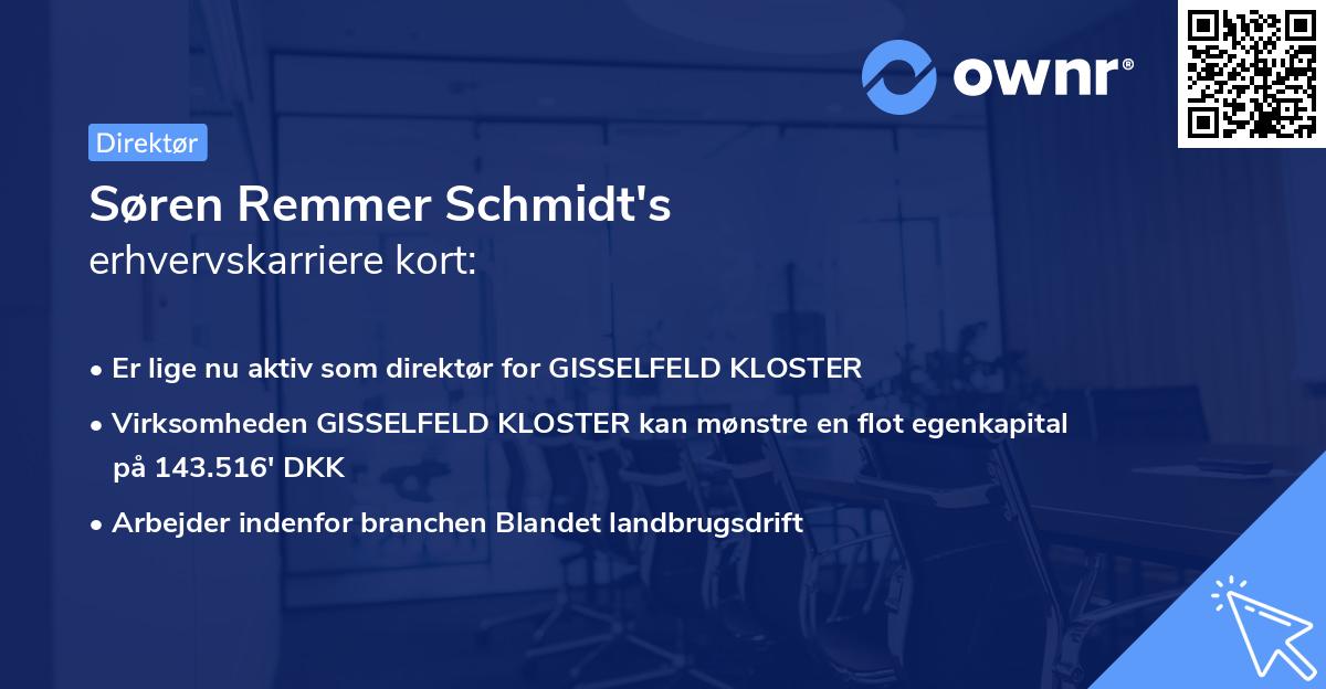 Søren Remmer Schmidt's erhvervskarriere kort