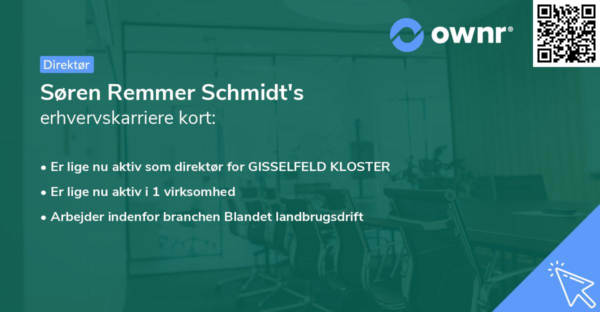 Søren Remmer Schmidt's erhvervskarriere kort