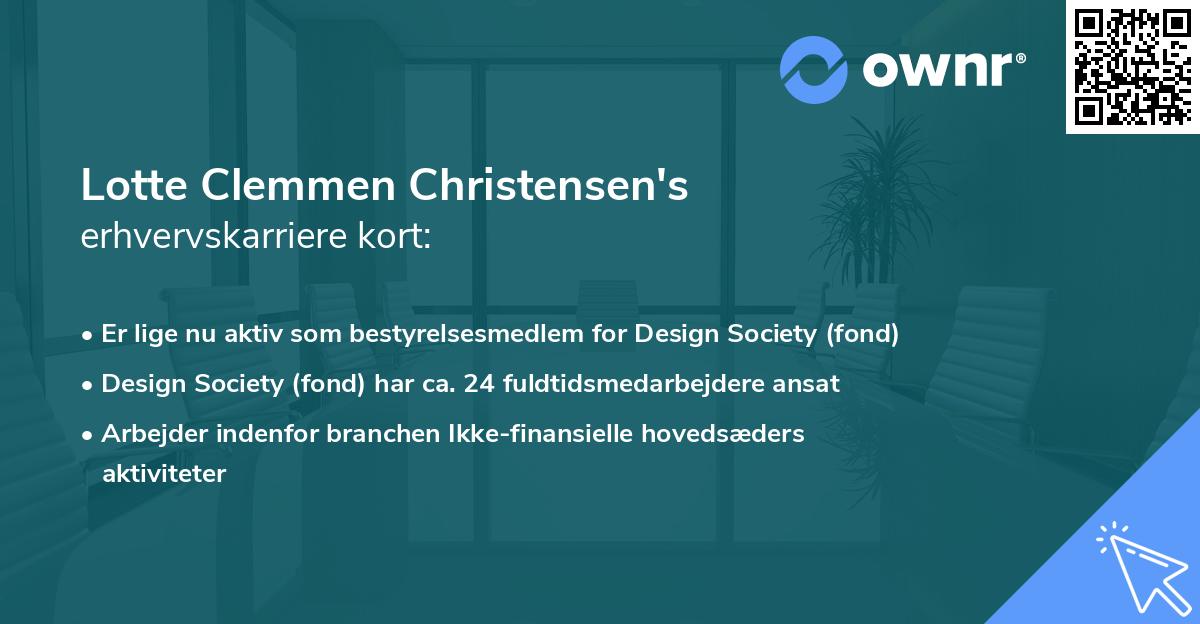 Lotte Clemmen Christensen's erhvervskarriere kort