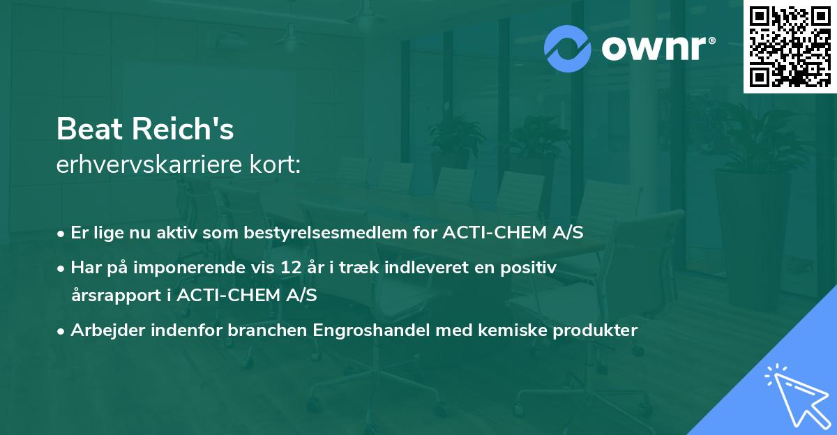 Beat Reich's erhvervskarriere kort