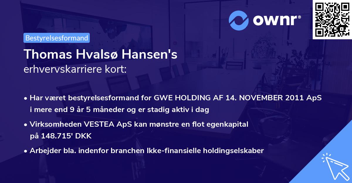 Thomas Hvalsø Hansen's erhvervskarriere kort