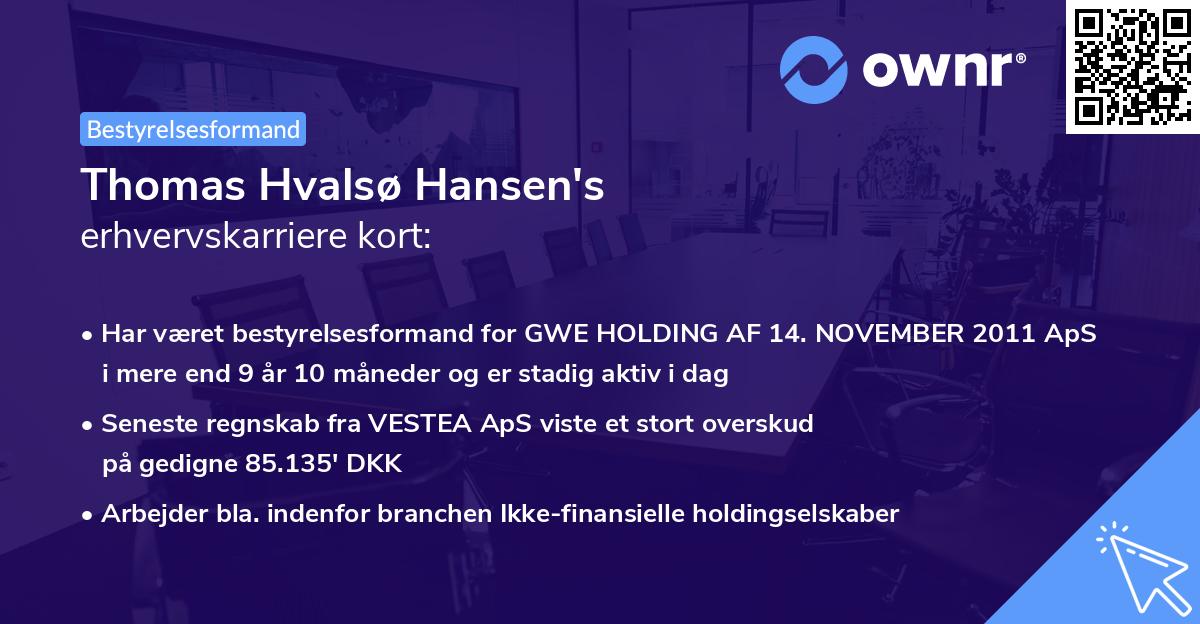 Thomas Hvalsø Hansen's erhvervskarriere kort
