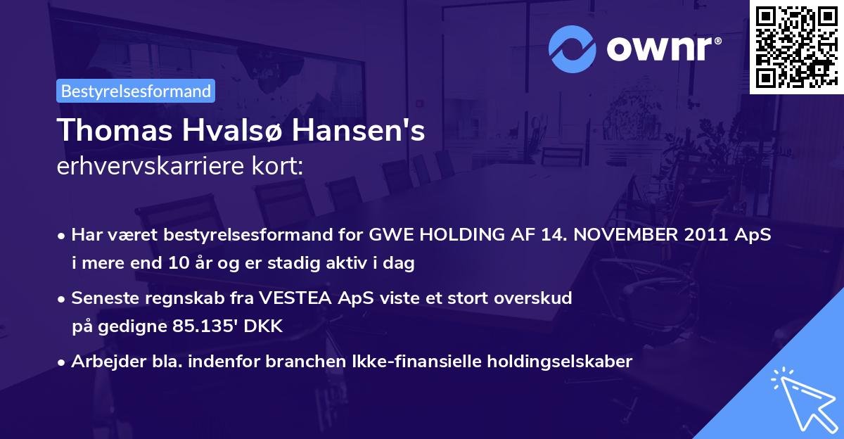 Thomas Hvalsø Hansen's erhvervskarriere kort