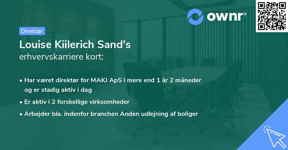 Louise Kiilerich Sand's erhvervskarriere kort