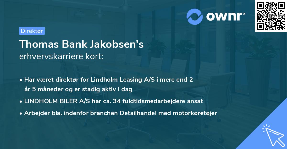 Thomas Bank Jakobsen's erhvervskarriere kort