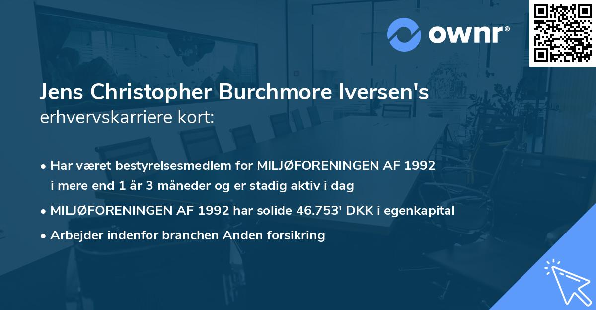 Jens Christopher Burchmore Iversen's erhvervskarriere kort